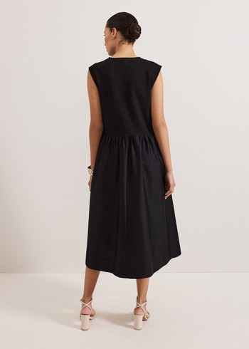 Phase Eight Jenny Mix Woven Dres Dress Black Australia | ZK3962841